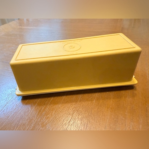 VTG 70s Tupperware Butter Dish Keeper - Harvest Gold Top 637-4 Almond Base 636-2 - Picture 4 of 8